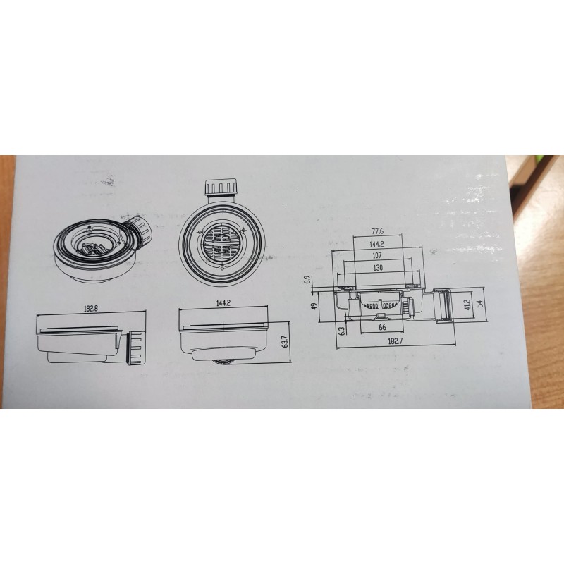 Valvula para plato de ducha de resina